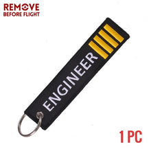 Load image into Gallery viewer, Remove Before Flight Car Keychains Berloques Red Embroidery Highlight Key Fobs Chains Jewelry Aviation Gifts Chaveiro Masculino