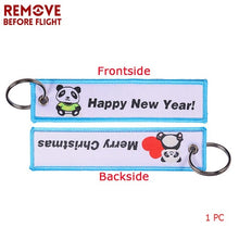 Load image into Gallery viewer, Remove Before Flight Car Keychains Berloques Red Embroidery Highlight Key Fobs Chains Jewelry Aviation Gifts Chaveiro Masculino