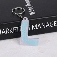 Load image into Gallery viewer, 1PC KEYRING pink/blue English word English Letter Keychain glitter resin A TO Q handbag charms for woman