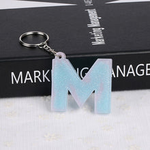Load image into Gallery viewer, 1PC KEYRING pink/blue English word English Letter Keychain glitter resin A TO Q handbag charms for woman