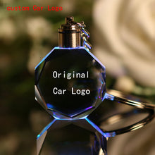 Load image into Gallery viewer, Luminous keychain Car Key Chain Ring Cut Glass Car Logo crystal Key Holder Ring Keyring