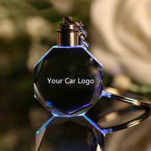 Load image into Gallery viewer, Luminous keychain Car Key Chain Ring Cut Glass Car Logo crystal Key Holder Ring Keyring