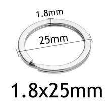 Load image into Gallery viewer, 10pcs/lot Stainless Steel Hole Key Ring Key Chain 20/23/25/28/30/33/35mm Women Steel Round Split Cute Keychain Gifts for Men