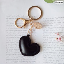 Load image into Gallery viewer, Women New Macaron Cake keychain PU love alloy leaf Key Chain Charm Bag pendant Key Ring Best Party Gift Jewelry K3006