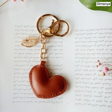 Load image into Gallery viewer, Women New Macaron Cake keychain PU love alloy leaf Key Chain Charm Bag pendant Key Ring Best Party Gift Jewelry K3006