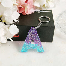 Load image into Gallery viewer, 1PC Women Keychains Handbag Pendants English Letter Keyring Charms Glitter Resin Words A to Z Custom Made Welcome
