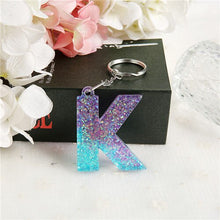 Load image into Gallery viewer, 1PC Women Keychains Handbag Pendants English Letter Keyring Charms Glitter Resin Words A to Z Custom Made Welcome