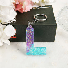 Load image into Gallery viewer, 1PC Women Keychains Handbag Pendants English Letter Keyring Charms Glitter Resin Words A to Z Custom Made Welcome