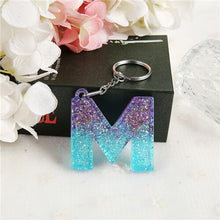 Load image into Gallery viewer, 1PC Women Keychains Handbag Pendants English Letter Keyring Charms Glitter Resin Words A to Z Custom Made Welcome