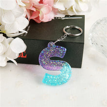 Load image into Gallery viewer, 1PC Women Keychains Handbag Pendants English Letter Keyring Charms Glitter Resin Words A to Z Custom Made Welcome