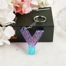 Load image into Gallery viewer, 1PC Women Keychains Handbag Pendants English Letter Keyring Charms Glitter Resin Words A to Z Custom Made Welcome