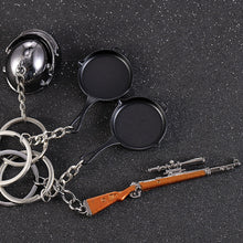 Load image into Gallery viewer, 3D Fashion Eat Chicken Key RING Pendant Battle Frying Pan Helmet 98k Keychain Jewelry