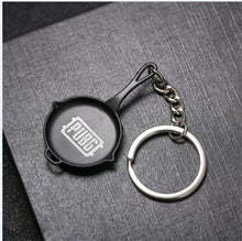 Load image into Gallery viewer, 3D Fashion Eat Chicken Key RING Pendant Battle Frying Pan Helmet 98k Keychain Jewelry