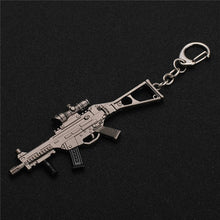 Load image into Gallery viewer, FREE SHIPPING Hot PUBG FPS Game Player Unknown's Battle Grounds 3D Keychain weapon eat chicken game tonight Men's car keychain