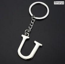 Load image into Gallery viewer, DIY A-Z Letters key Chain Car Men Metal Keychain Ring Women Car Key Ring Simple Silver Color Letter Name Key chain Party Gift
