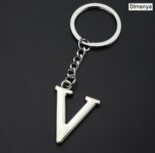 Load image into Gallery viewer, DIY A-Z Letters key Chain Car Men Metal Keychain Ring Women Car Key Ring Simple Silver Color Letter Name Key chain Party Gift