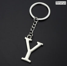 Load image into Gallery viewer, DIY A-Z Letters key Chain Car Men Metal Keychain Ring Women Car Key Ring Simple Silver Color Letter Name Key chain Party Gift