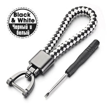 Load image into Gallery viewer, Hand Woven Leather Car KeyChain Detachable Metal 360 Degree Rotating Horseshoe Buckle Key Chain For Men High Quality Gift K393