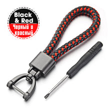 Load image into Gallery viewer, Hand Woven Leather Car KeyChain Detachable Metal 360 Degree Rotating Horseshoe Buckle Key Chain For Men High Quality Gift K393