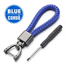 Load image into Gallery viewer, Hand Woven Leather Car KeyChain Detachable Metal 360 Degree Rotating Horseshoe Buckle Key Chain For Men High Quality Gift K393