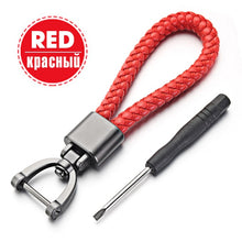 Load image into Gallery viewer, Hand Woven Leather Car KeyChain Detachable Metal 360 Degree Rotating Horseshoe Buckle Key Chain For Men High Quality Gift K393