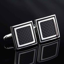 Load image into Gallery viewer, MeMolissa Display Box Cufflinks Classic Square Cufflinks Silver with Black Enamel Cufflink Christmas Gifts Free Tag & Wipe Cloth