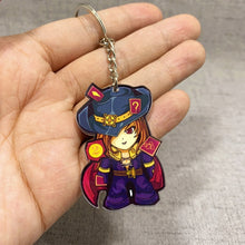Load image into Gallery viewer, Lindo juego de dibujos animados League of New Legends llavero LOL figura de acrílico Rakan/Ahri/Riven/Yasuo bolsa colgante coche llave encanto Porte Clef