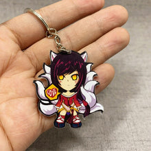 Load image into Gallery viewer, Lindo juego de dibujos animados League of New Legends llavero LOL figura de acrílico Rakan/Ahri/Riven/Yasuo bolsa colgante coche llave encanto Porte Clef