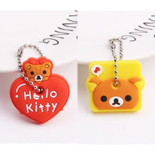 Load image into Gallery viewer, 2Pcs/set Protective Key Case Cover for Key Control Dust Cover Holder Cartoon Silicone Organizer cat Home Accessories Supplies