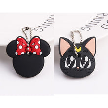 Load image into Gallery viewer, 2Pcs/set Protective Key Case Cover for Key Control Dust Cover Holder Cartoon Silicone Organizer cat Home Accessories Supplies