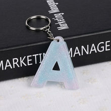 Load image into Gallery viewer, 1PC KEYRING pink/blue English word English Letter Keychain glitter resin A TO Q handbag charms for woman