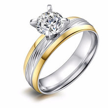 Load image into Gallery viewer, Vnox Luxury Solitaire Engagement Rings for Women Men Stainless Steel with Big AAA CZ Stone Couple Wedding Bands