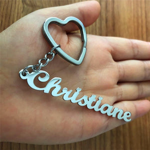 Handmade Personalized Name Pendant Stainless Steel Nameplate Keychain Women Men Customized Keychain Jewelry Birthday Gift