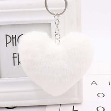 Load image into Gallery viewer, 10CM Cute Fluffy Heart Keychains Women&#39;s Simulation Rabbit Fur Key Chains Girl Bag Hang Car Key Ring Jewelry Accessories
