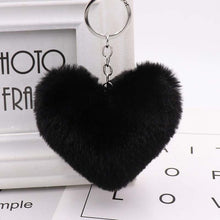 Load image into Gallery viewer, 10CM Cute Fluffy Heart Keychains Women&#39;s Simulation Rabbit Fur Key Chains Girl Bag Hang Car Key Ring Jewelry Accessories
