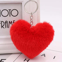 Load image into Gallery viewer, 10CM Cute Fluffy Heart Keychains Women&#39;s Simulation Rabbit Fur Key Chains Girl Bag Hang Car Key Ring Jewelry Accessories
