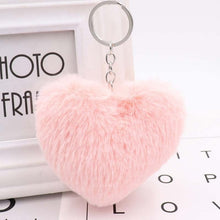 Load image into Gallery viewer, 10CM Cute Fluffy Heart Keychains Women&#39;s Simulation Rabbit Fur Key Chains Girl Bag Hang Car Key Ring Jewelry Accessories
