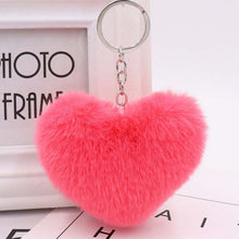 Load image into Gallery viewer, 10CM Cute Fluffy Heart Keychains Women&#39;s Simulation Rabbit Fur Key Chains Girl Bag Hang Car Key Ring Jewelry Accessories
