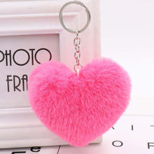 Load image into Gallery viewer, 10CM Cute Fluffy Heart Keychains Women&#39;s Simulation Rabbit Fur Key Chains Girl Bag Hang Car Key Ring Jewelry Accessories
