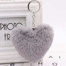 Load image into Gallery viewer, 10CM Cute Fluffy Heart Keychains Women&#39;s Simulation Rabbit Fur Key Chains Girl Bag Hang Car Key Ring Jewelry Accessories
