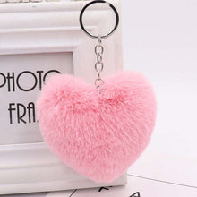 Load image into Gallery viewer, 10CM Cute Fluffy Heart Keychains Women&#39;s Simulation Rabbit Fur Key Chains Girl Bag Hang Car Key Ring Jewelry Accessories
