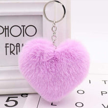 Load image into Gallery viewer, 10CM Cute Fluffy Heart Keychains Women&#39;s Simulation Rabbit Fur Key Chains Girl Bag Hang Car Key Ring Jewelry Accessories
