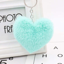 Load image into Gallery viewer, 10CM Cute Fluffy Heart Keychains Women&#39;s Simulation Rabbit Fur Key Chains Girl Bag Hang Car Key Ring Jewelry Accessories
