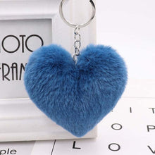 Load image into Gallery viewer, 10CM Cute Fluffy Heart Keychains Women&#39;s Simulation Rabbit Fur Key Chains Girl Bag Hang Car Key Ring Jewelry Accessories
