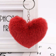 Load image into Gallery viewer, 10CM Cute Fluffy Heart Keychains Women&#39;s Simulation Rabbit Fur Key Chains Girl Bag Hang Car Key Ring Jewelry Accessories
