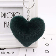 Load image into Gallery viewer, 10CM Cute Fluffy Heart Keychains Women&#39;s Simulation Rabbit Fur Key Chains Girl Bag Hang Car Key Ring Jewelry Accessories
