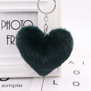 10CM Cute Fluffy Heart Keychains Women's Simulation Rabbit Fur Key Chains Girl Bag Hang Car Key Ring Jewelry Accessories