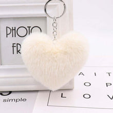 Load image into Gallery viewer, 10CM Cute Fluffy Heart Keychains Women&#39;s Simulation Rabbit Fur Key Chains Girl Bag Hang Car Key Ring Jewelry Accessories
