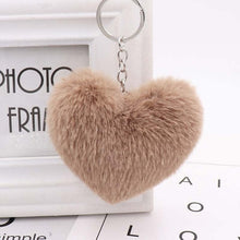 Load image into Gallery viewer, 10CM Cute Fluffy Heart Keychains Women&#39;s Simulation Rabbit Fur Key Chains Girl Bag Hang Car Key Ring Jewelry Accessories
