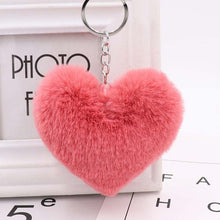 Load image into Gallery viewer, 10CM Cute Fluffy Heart Keychains Women&#39;s Simulation Rabbit Fur Key Chains Girl Bag Hang Car Key Ring Jewelry Accessories
